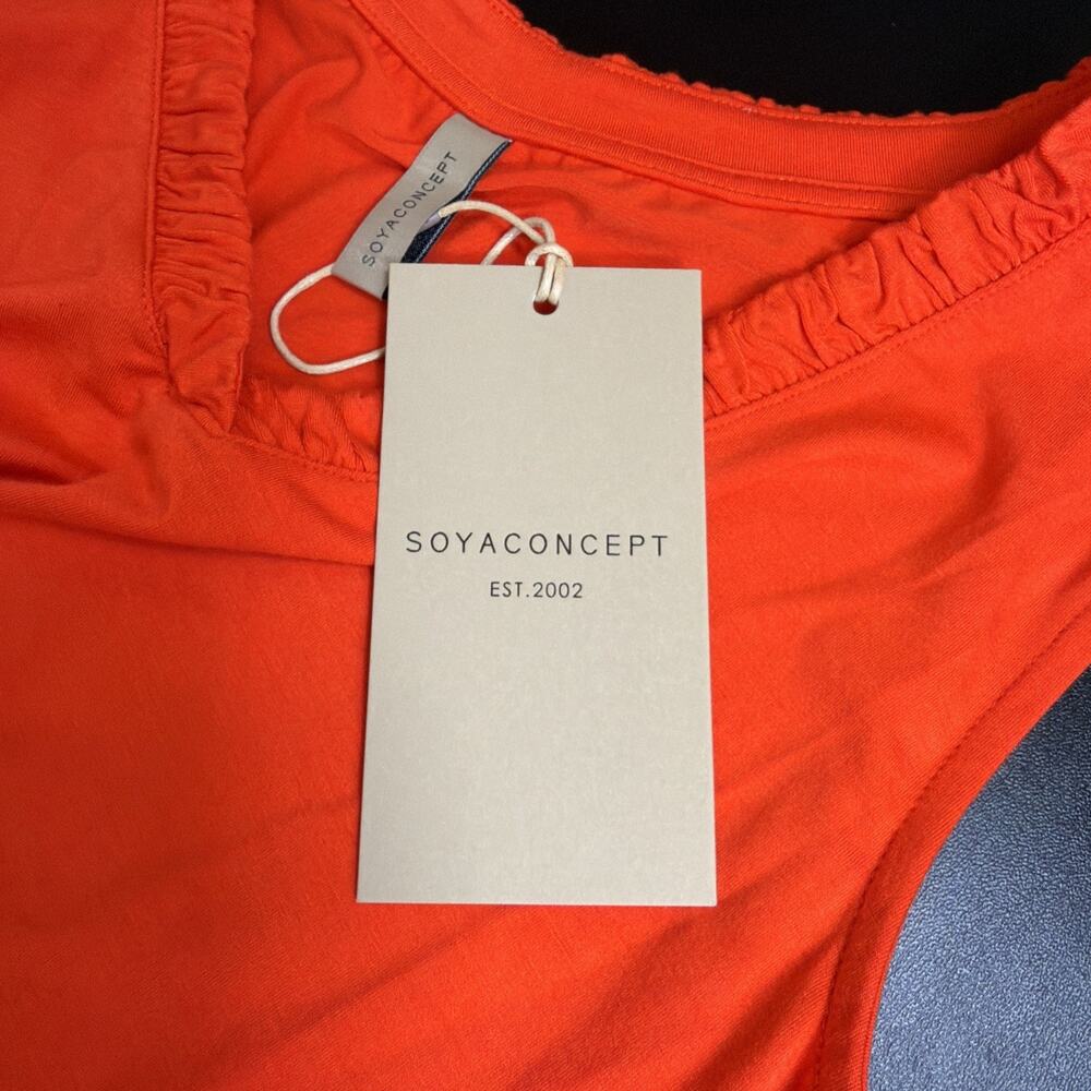 NWT Soya Concept Orange Ruffle V Neck Tank Top Layering Top #1761 Size XS - Picture 7 of 8